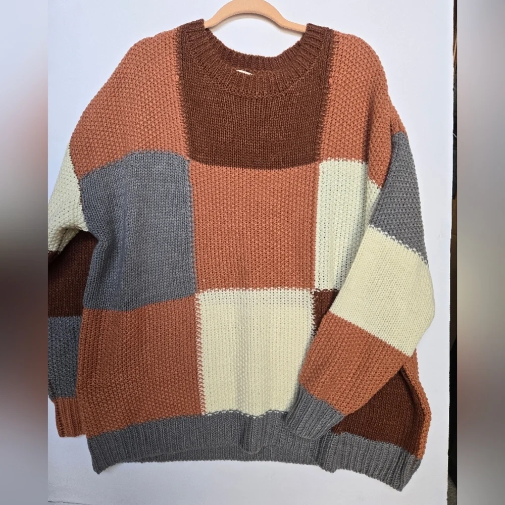Chicsoul ,Women's Colorblock Crew Neck Sweater.Size 1X - Picture 2 of 8